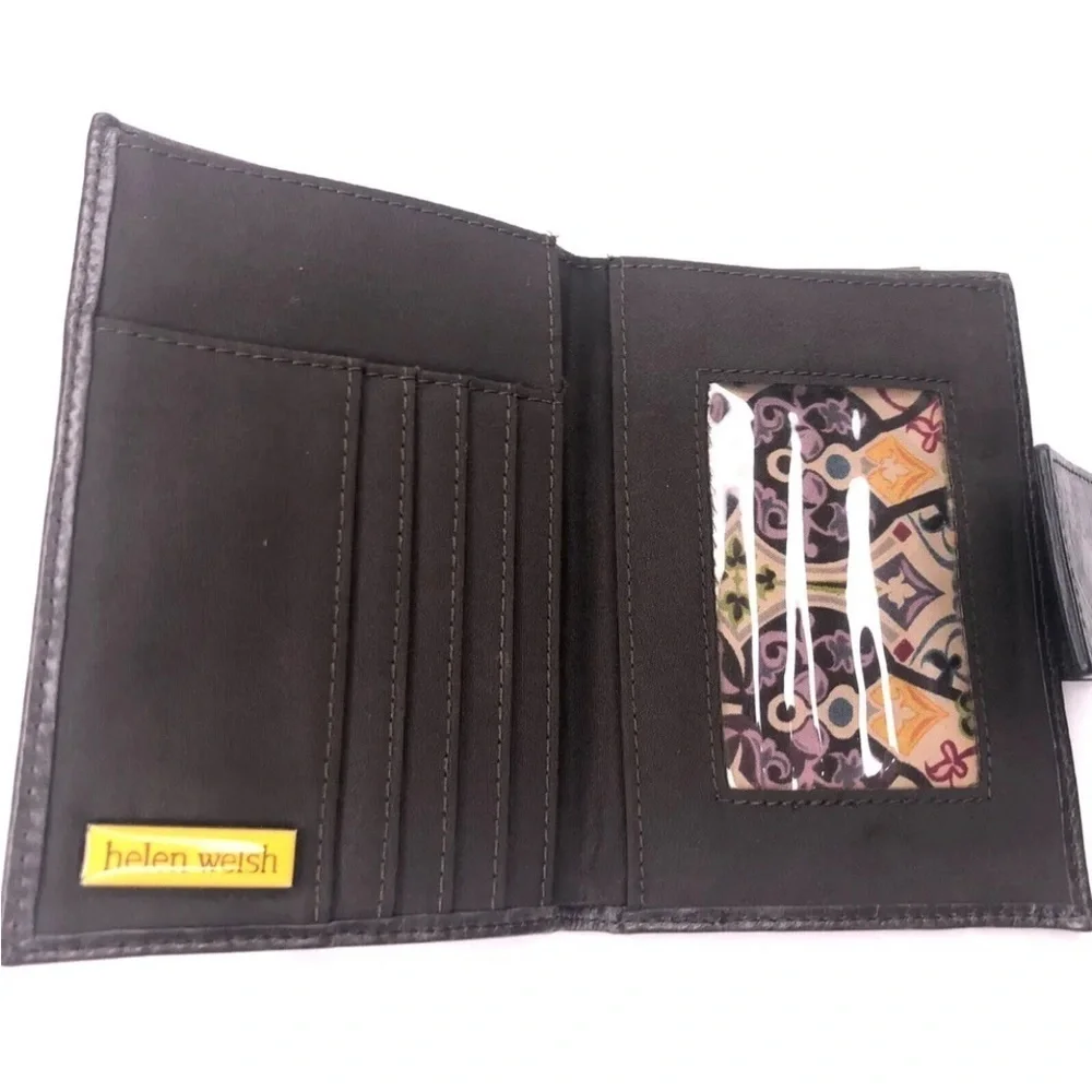 Helen Welsh Wallet Bifold Gray Leather Snap Closure 4